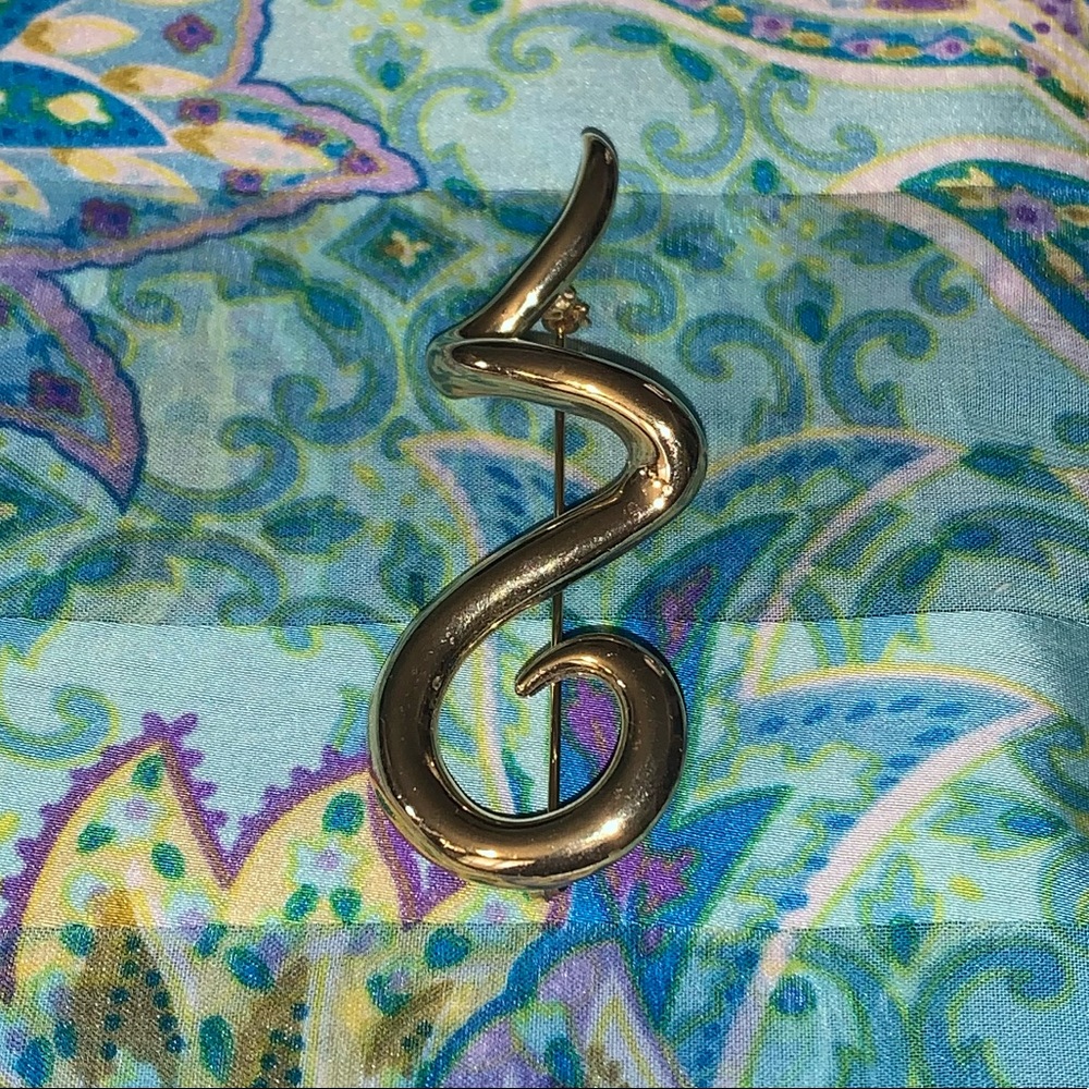 JJ Jonette Jewelry Gold Tone Swirl Brooch Pin - Picture 4 of 14